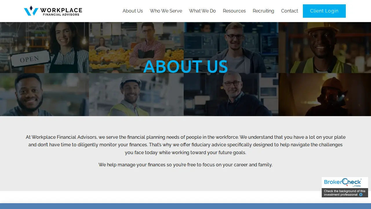 Workplace Financial Advisors page