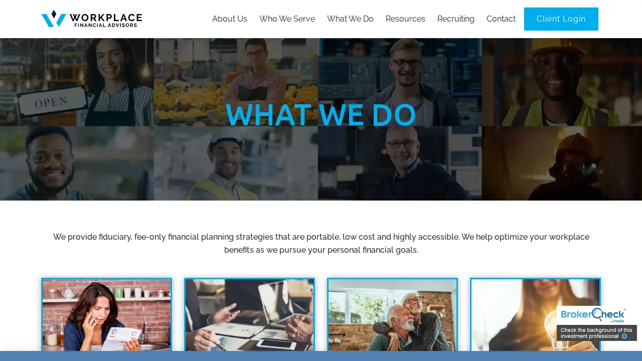 Workplace Financial Advisors page