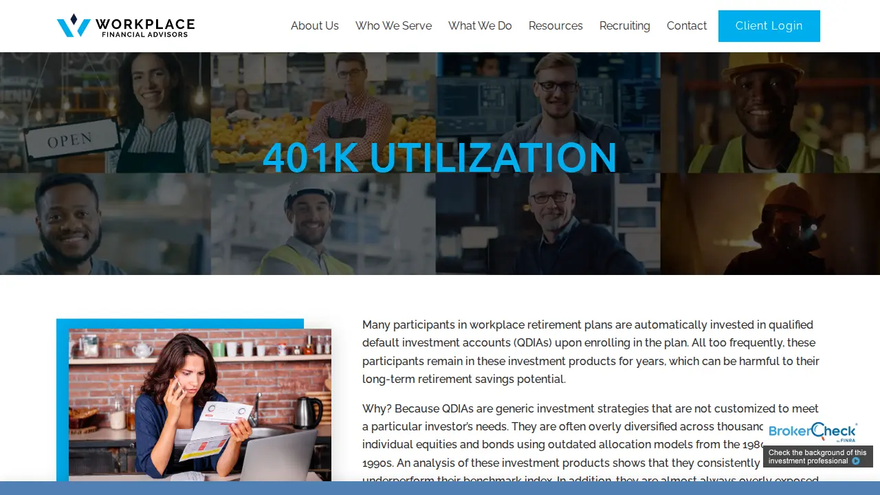 Workplace Financial Advisors page