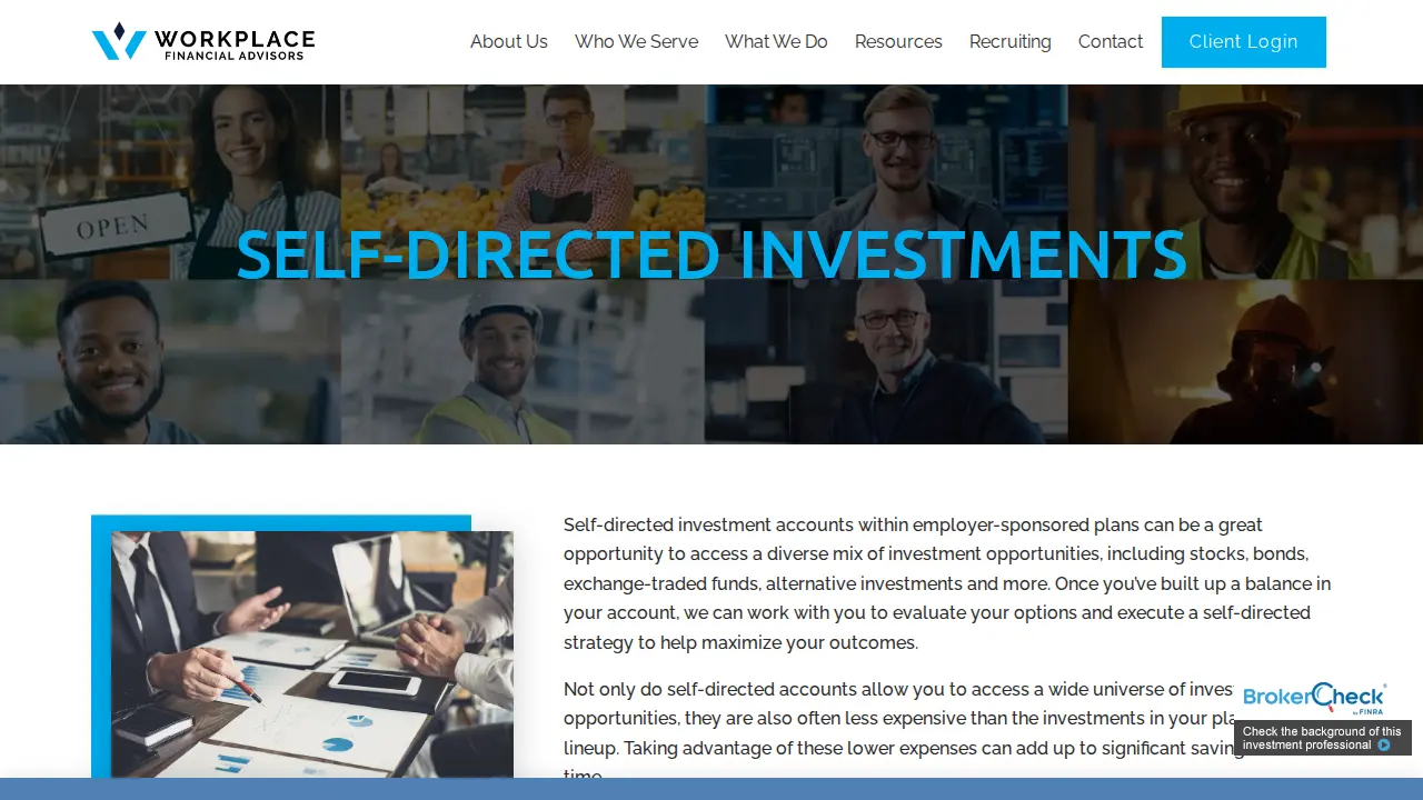 Workplace Financial Advisors page