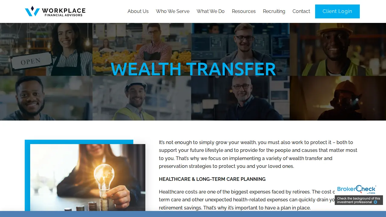 Workplace Financial Advisors page