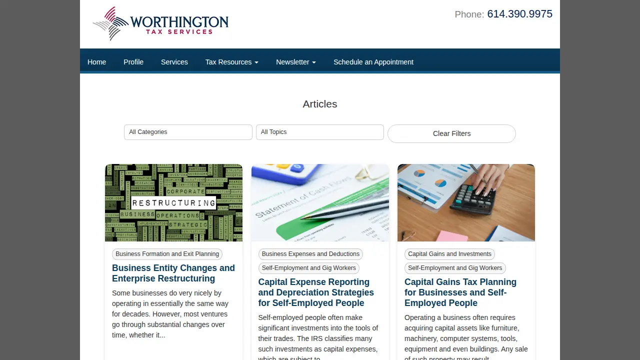 Worthington Tax Services page