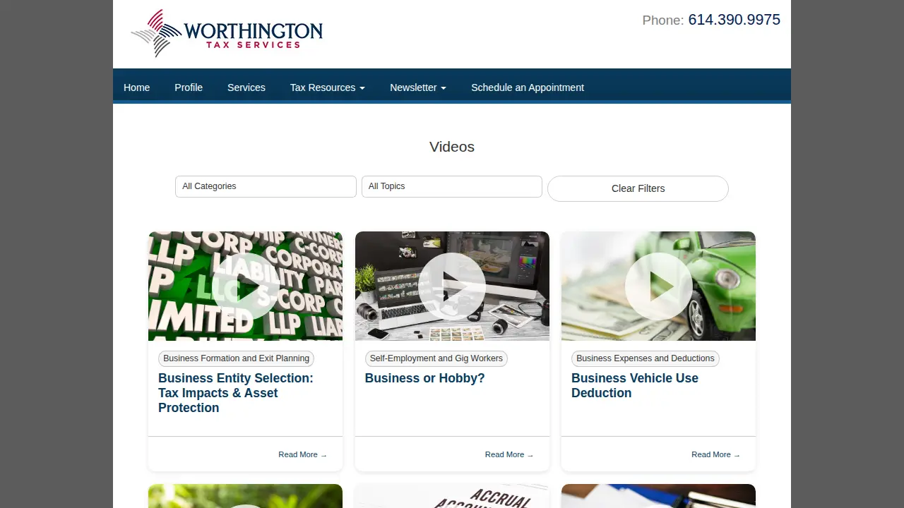Worthington Tax Services page