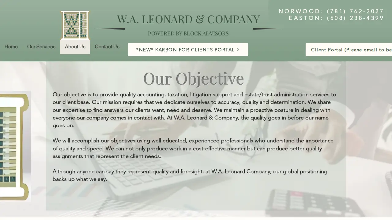 W A Leonard & Company PC page
