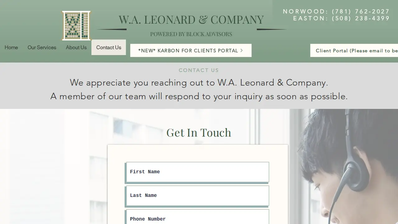 W A Leonard & Company PC page