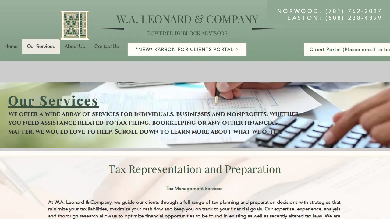 W A Leonard & Company PC page