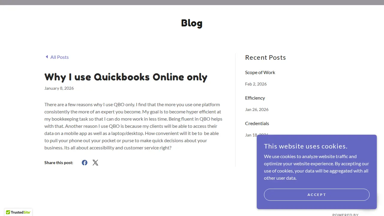 Wali's Bookkeeping Service page