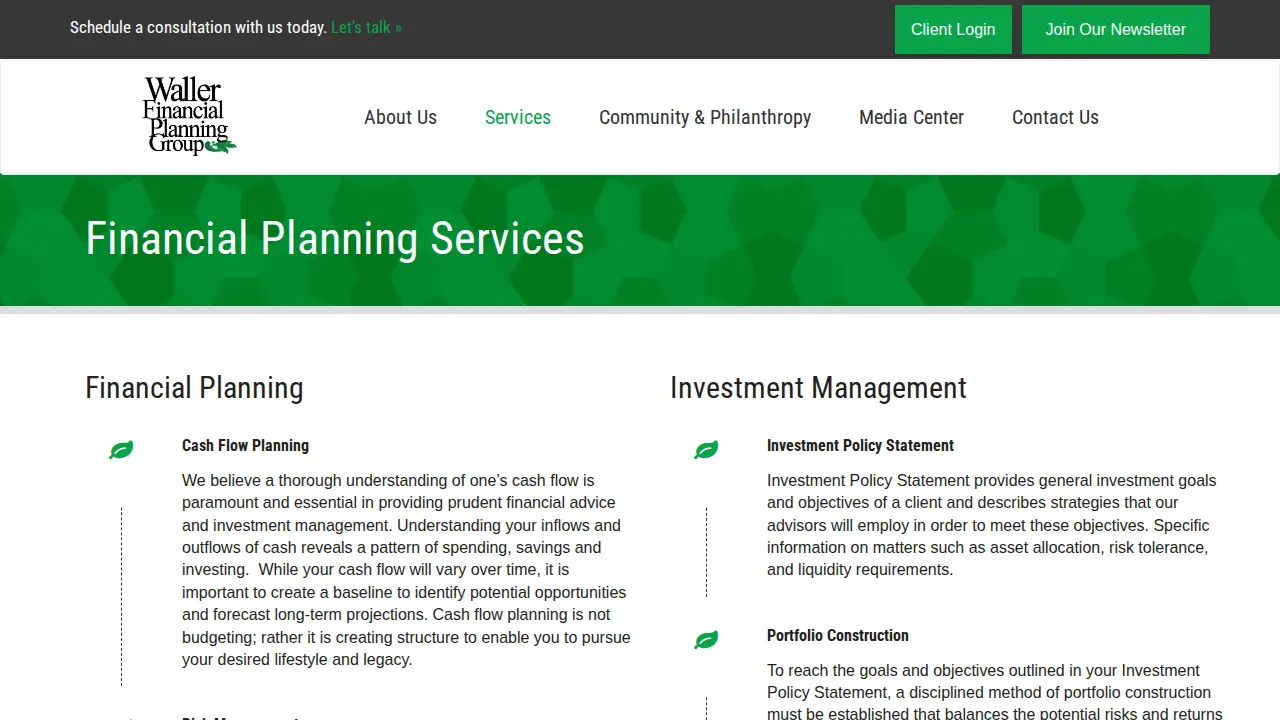 Waller Financial Planning Group, Inc. page