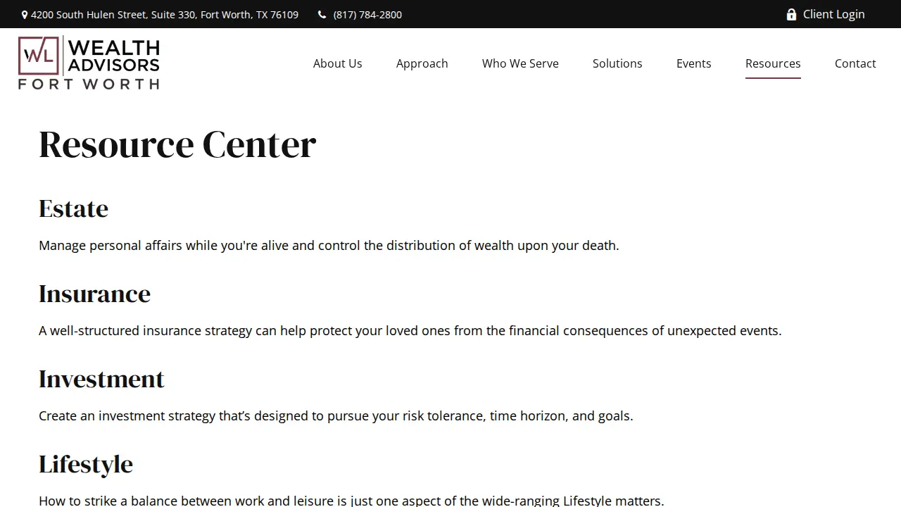 Walton Lourcey Wealth Advisors page