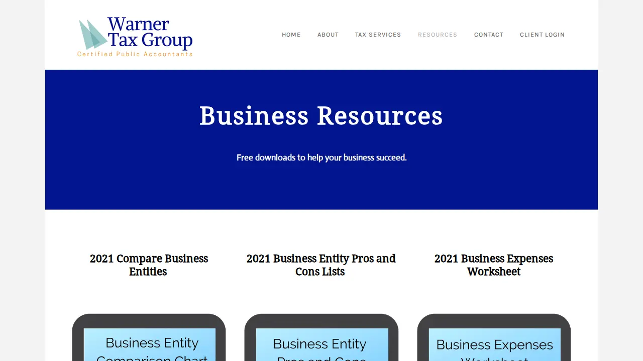 Warner Tax Group page