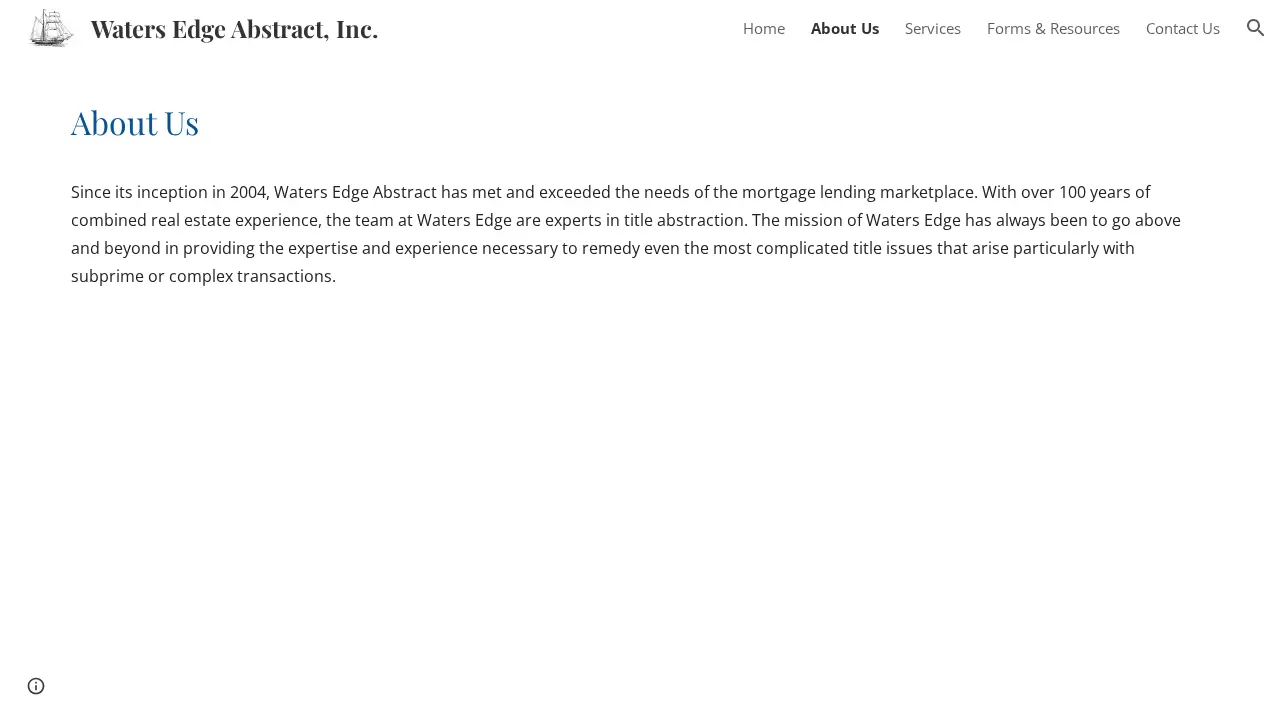 Waters Edge Abstract, Inc. page