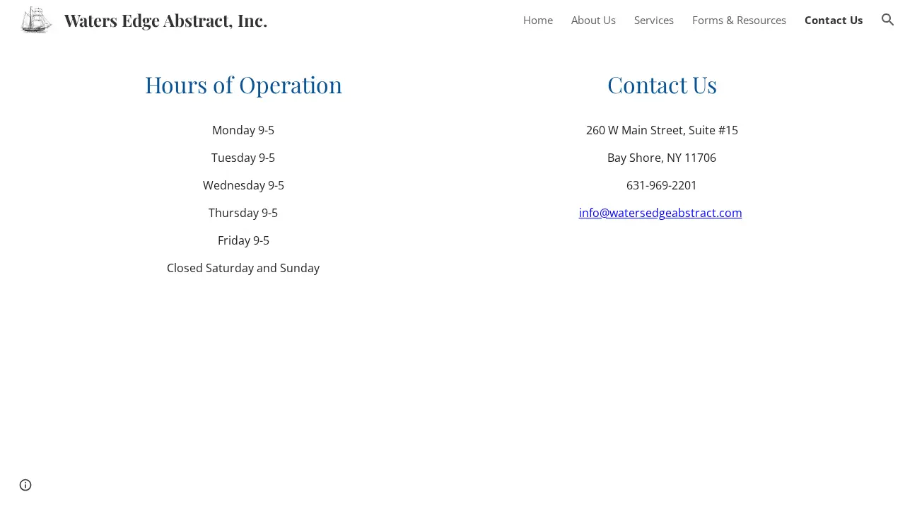 Waters Edge Abstract, Inc. page