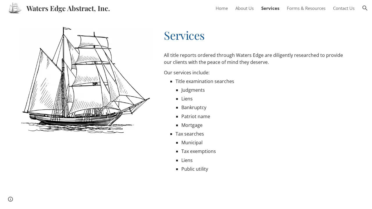 Waters Edge Abstract, Inc. page