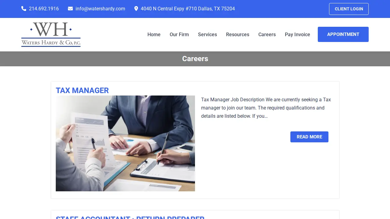 Waters Hardy & Co - Accountant | CPA Firm | Dallas TX page
