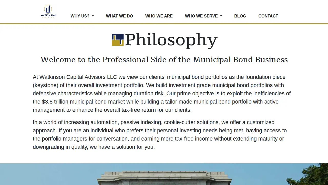 Watkinson Capital - Municipal Bond Management page