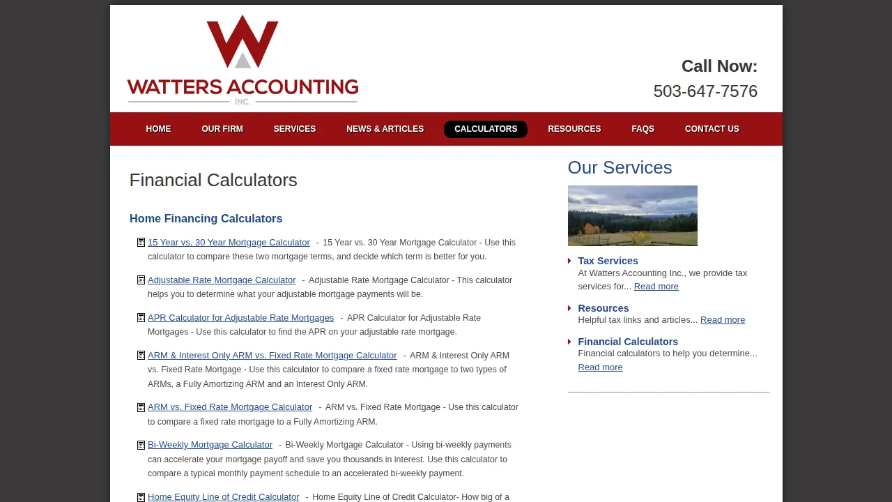 Watters Accounting Inc. page