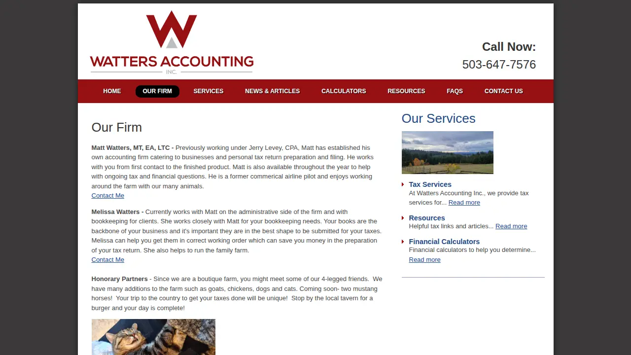 Watters Accounting Inc. page