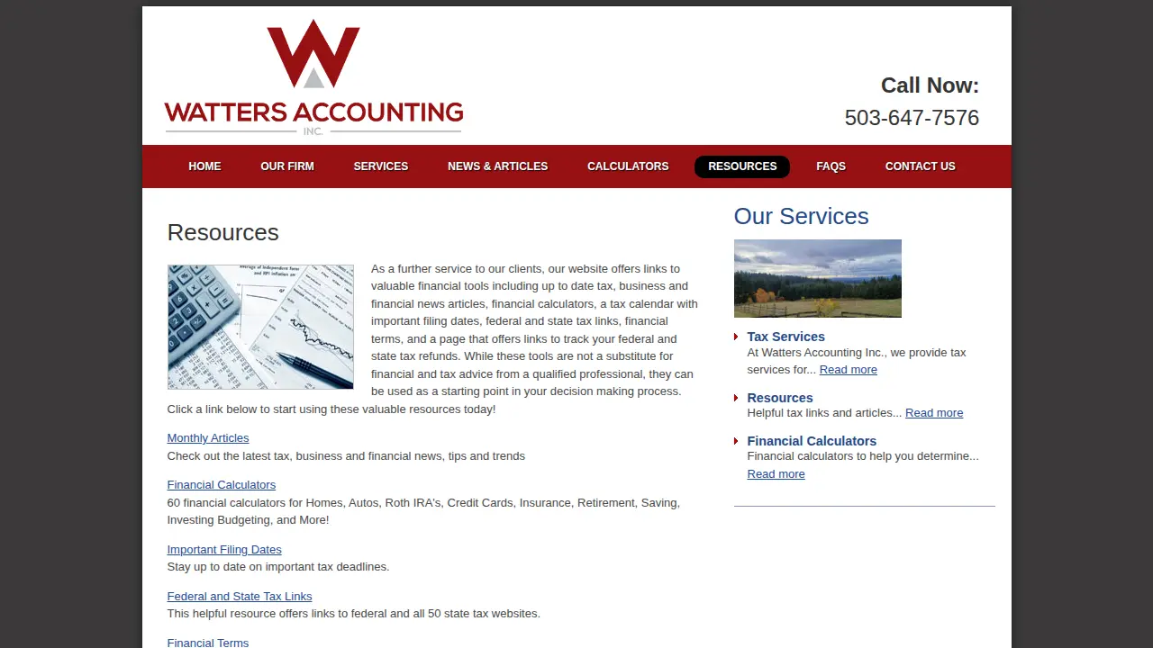 Watters Accounting Inc. page