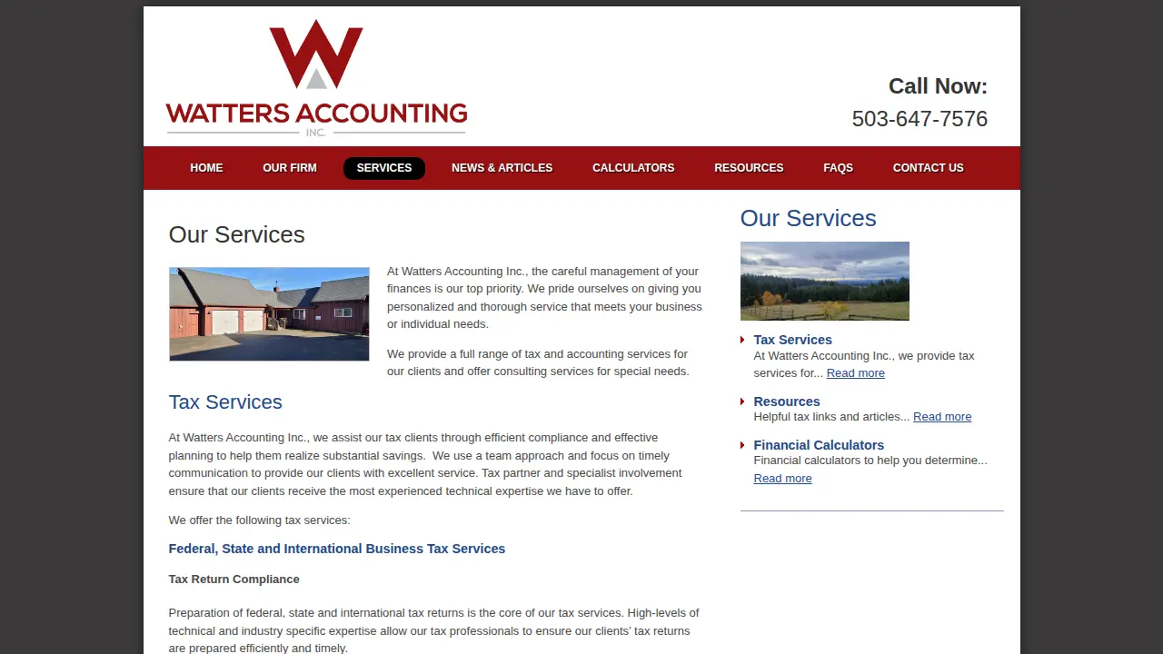 Watters Accounting Inc. page