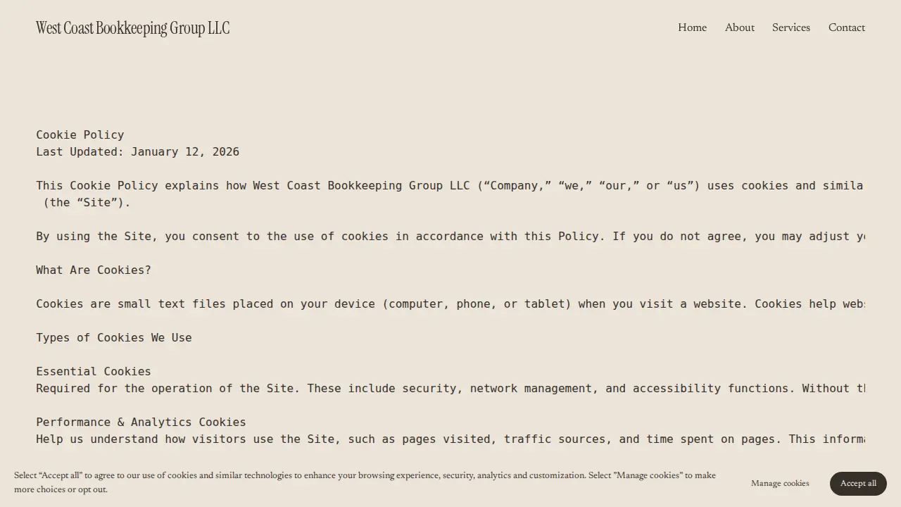 West Coast Bookkeeping Group page