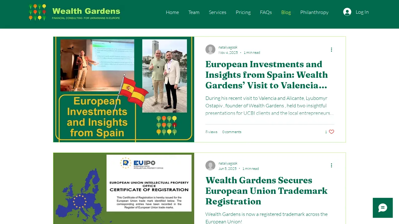 Wealth Gardens page