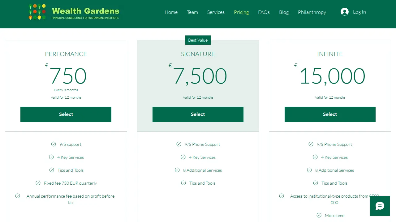 Wealth Gardens page