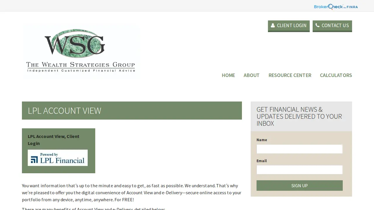 The Wealth Strategies Group page