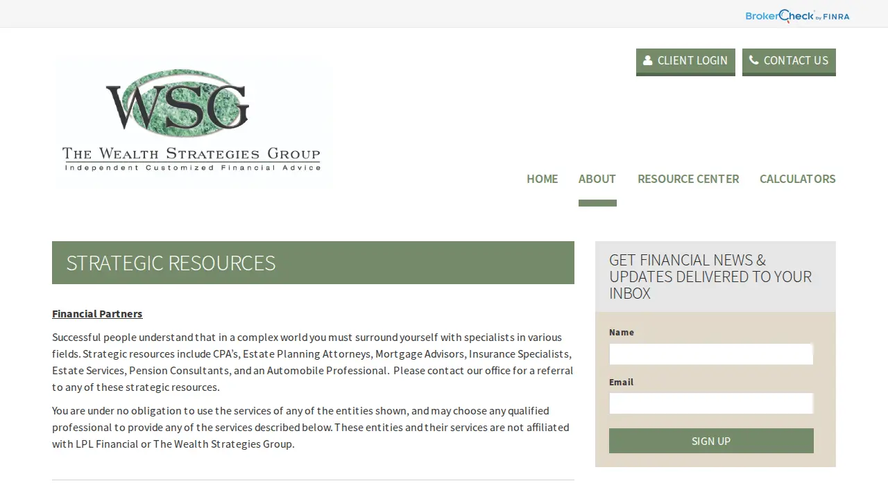 The Wealth Strategies Group page