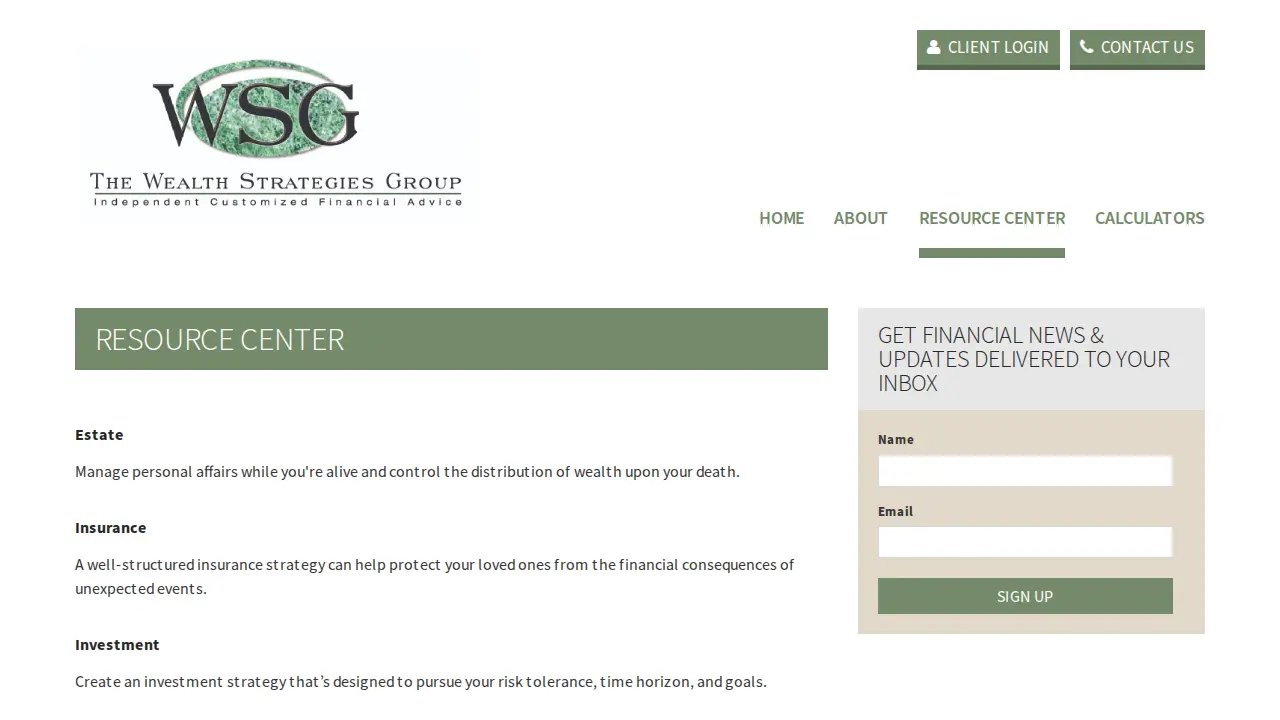 The Wealth Strategies Group page