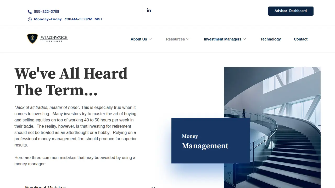 Wealth Watch Advisors page