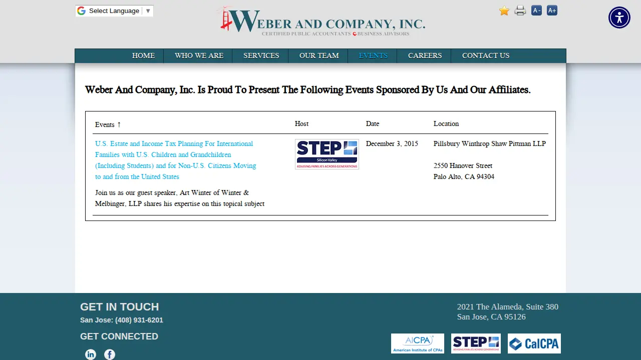 Weber and Company, Inc. page