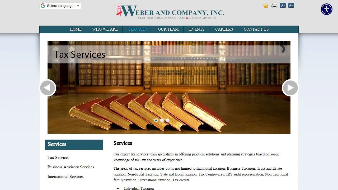 Weber and Company, Inc. page