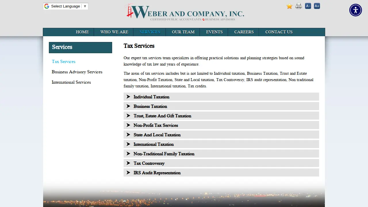 Weber and Company, Inc. page