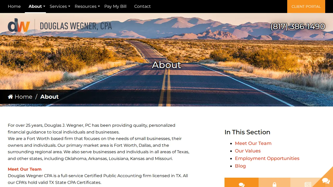 Douglas J. Wegner, CPA page