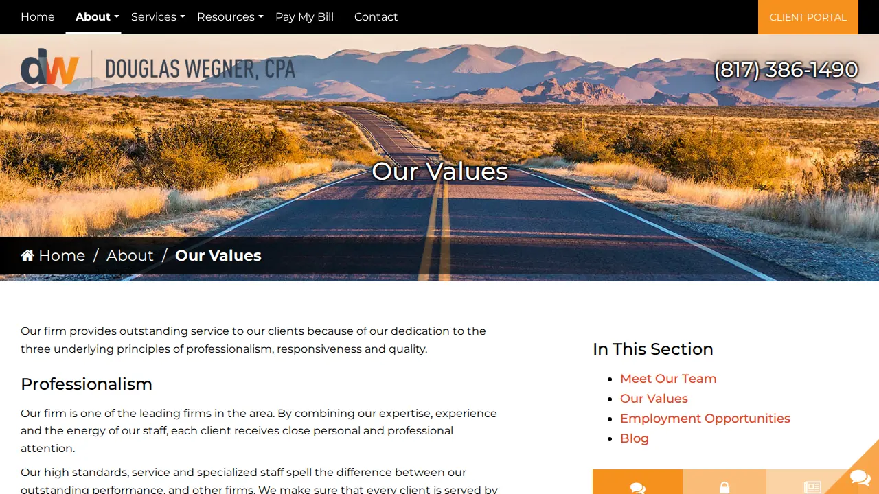 Douglas J. Wegner, CPA page