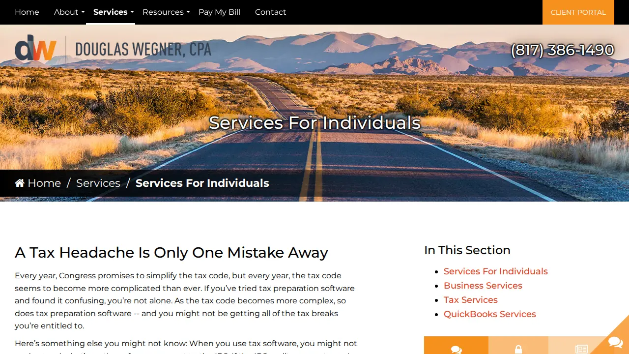 Douglas J. Wegner, CPA page