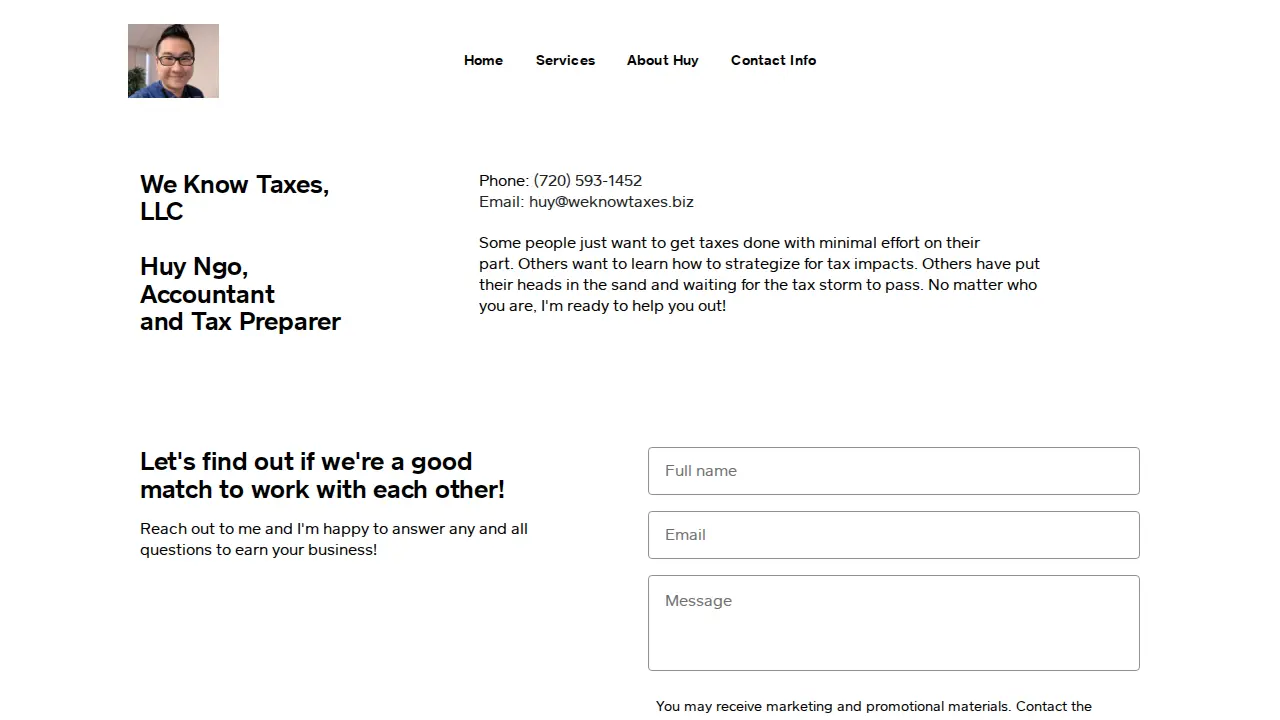 We Know Taxes, LLC - Huy Ngo -Tax and Accounting website