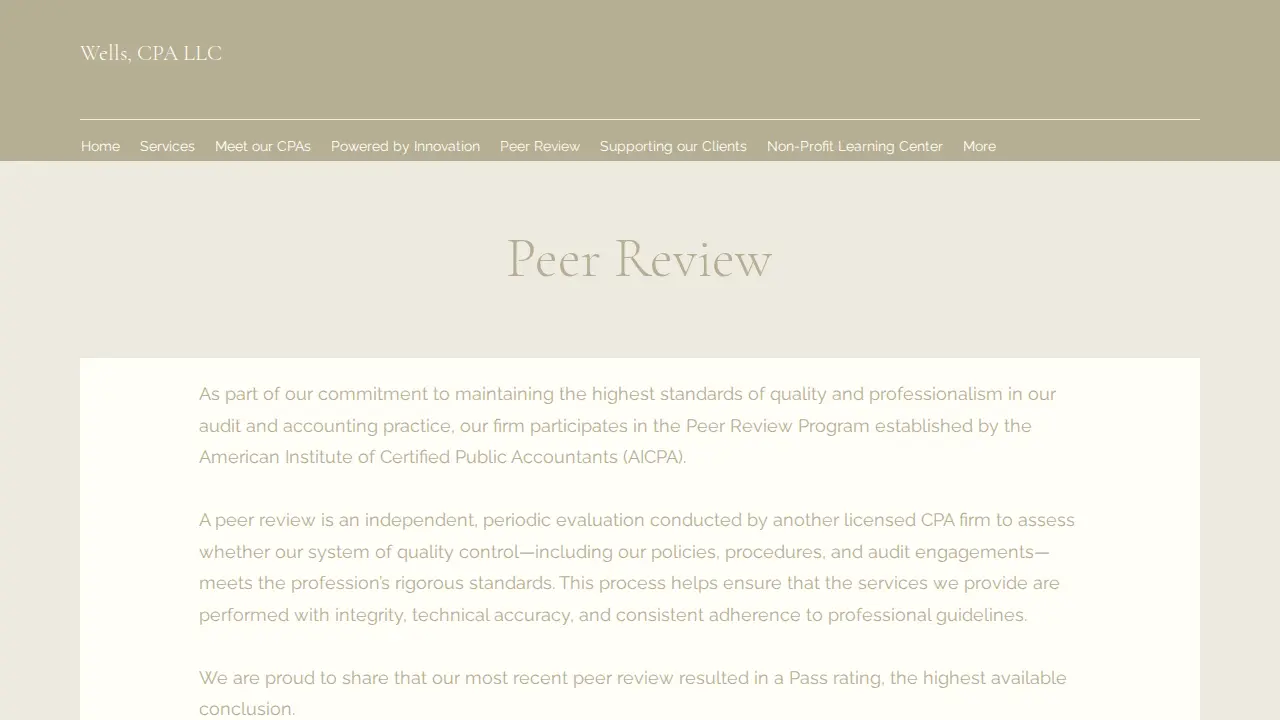 Wells CPA page