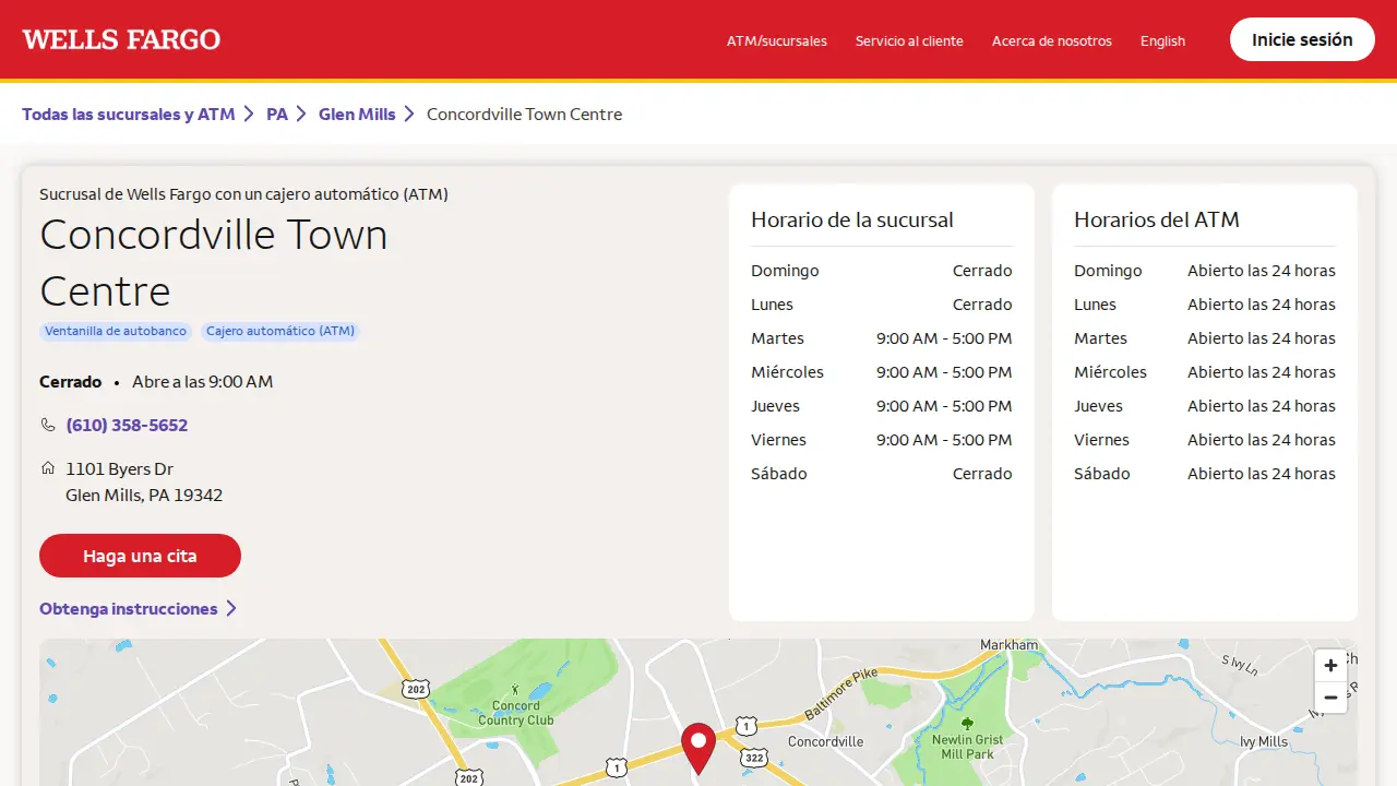 Wells Fargo Bank page