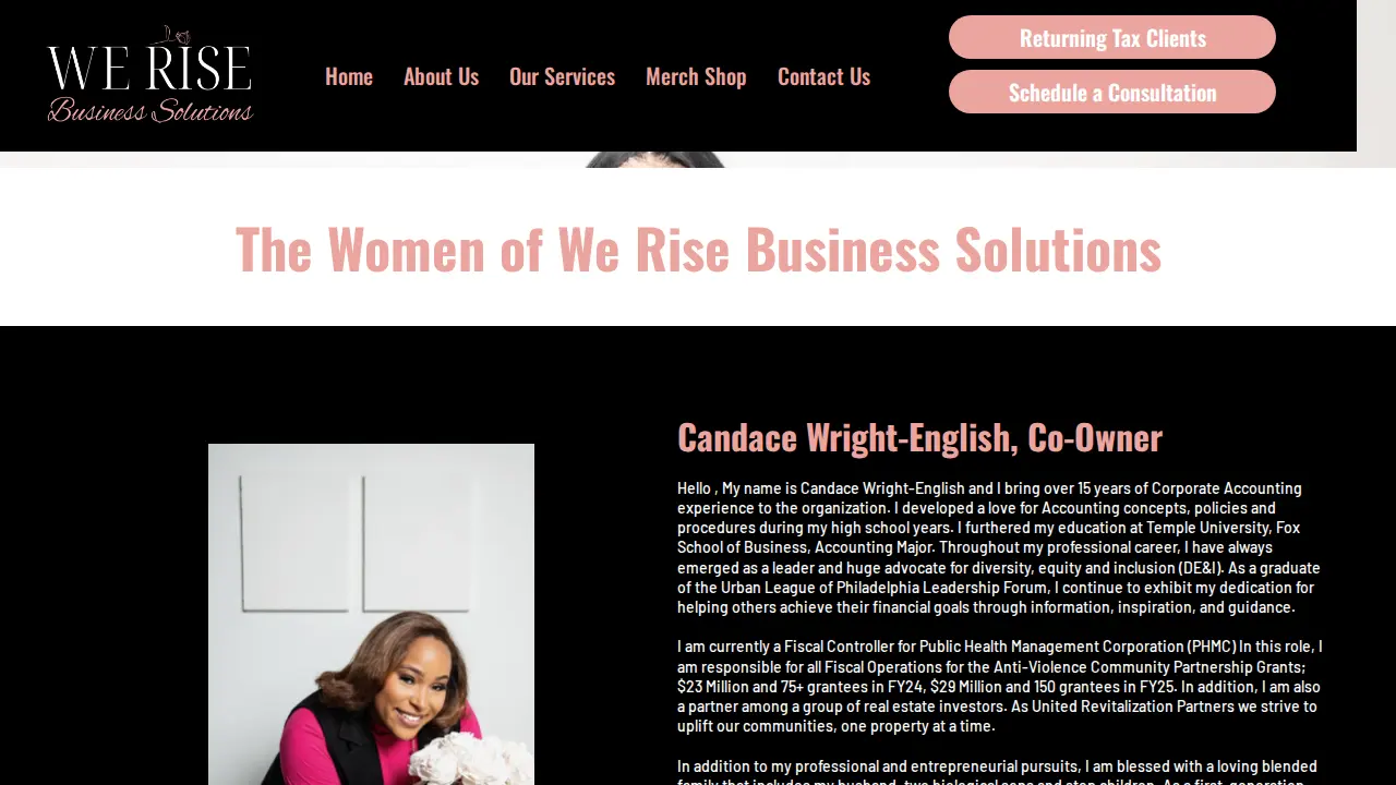 We Rise Business Solutions page