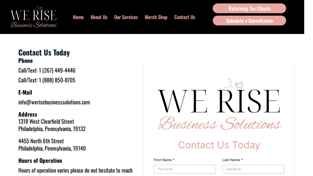We Rise Business Solutions page