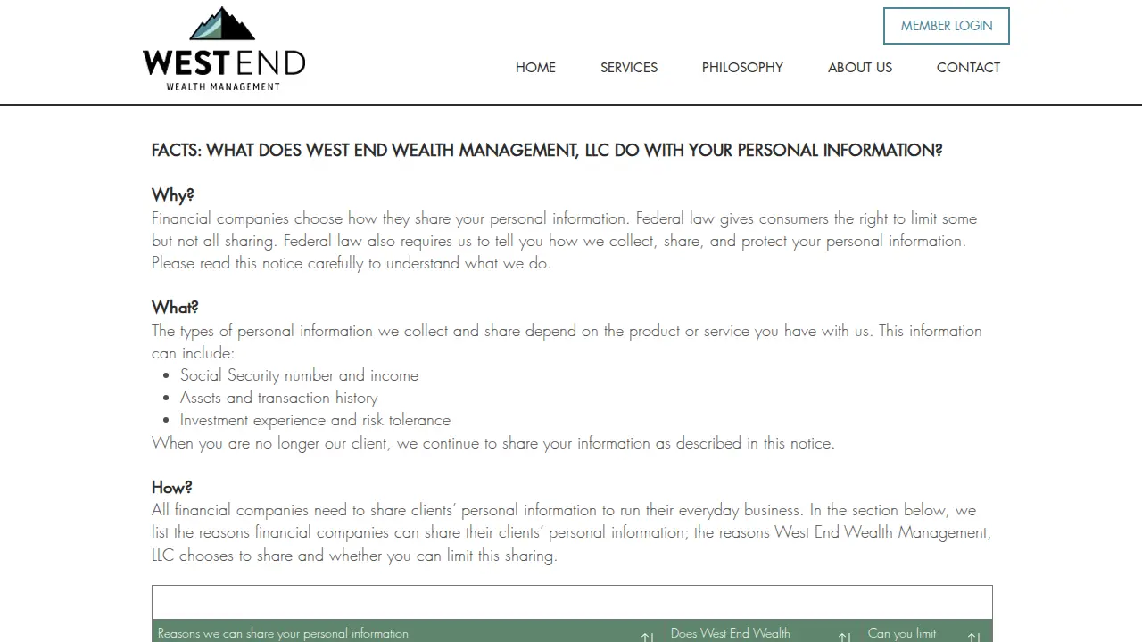West End Wealth Management page