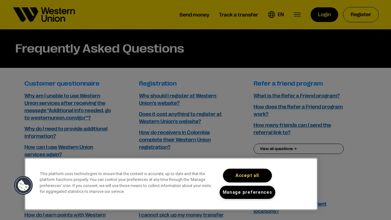 Western Union page