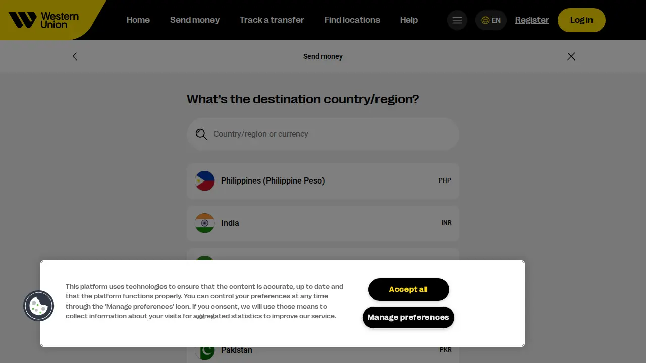 Western Union page