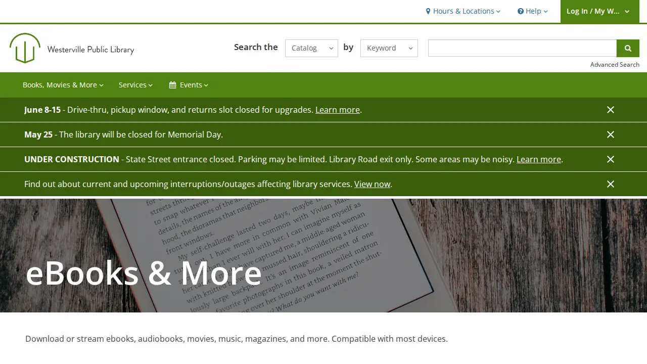 Westerville Public Library page