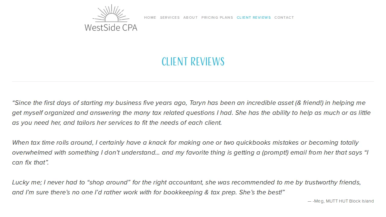 WestSide CPA page