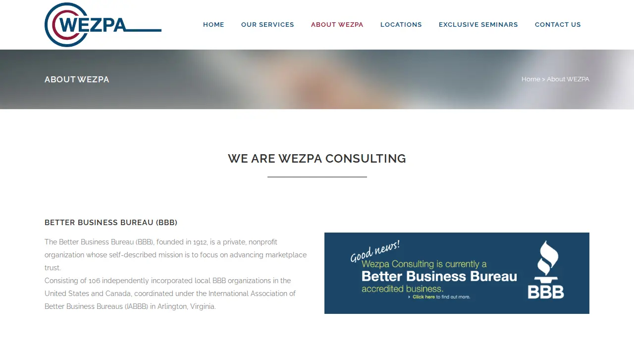 Wezpa Consulting Services page