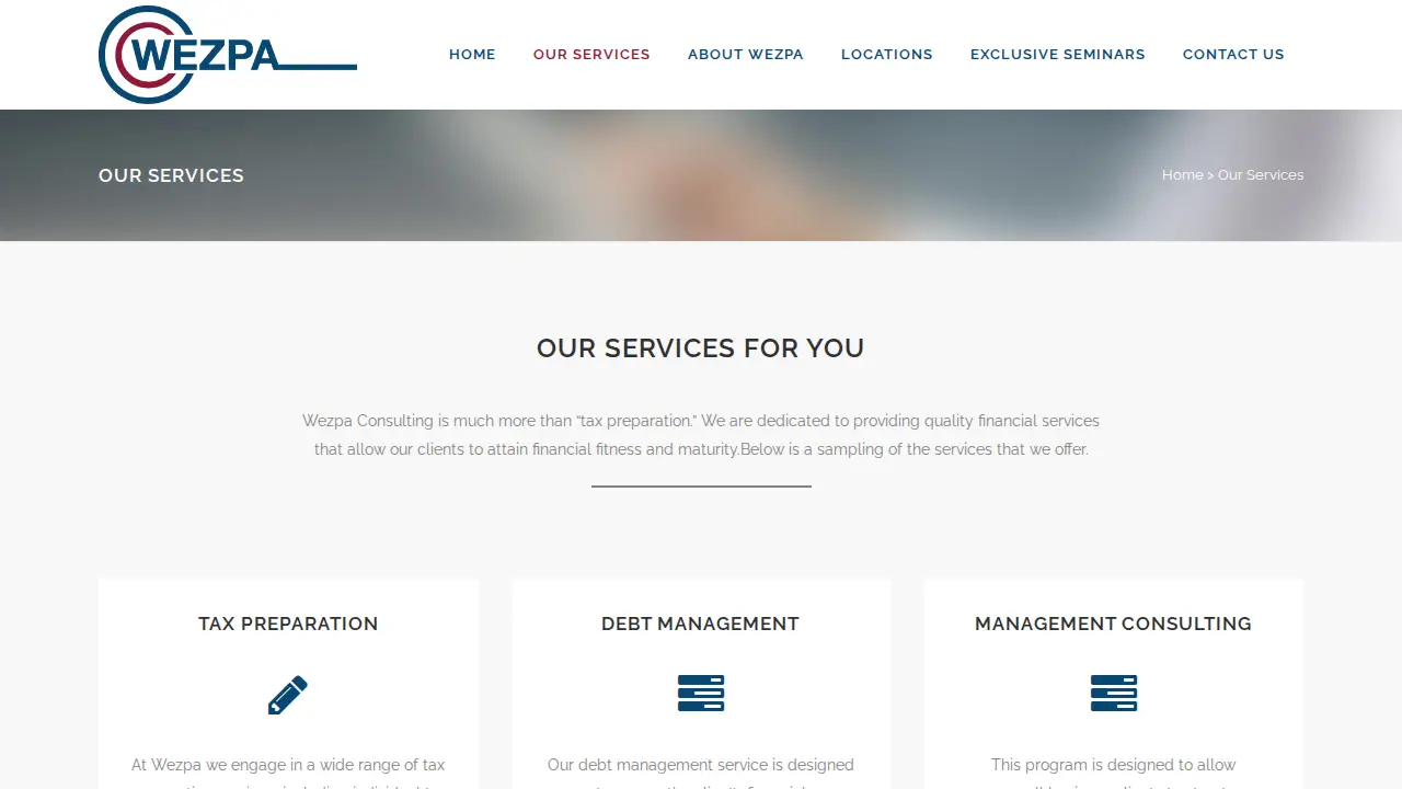 Wezpa Consulting Services page
