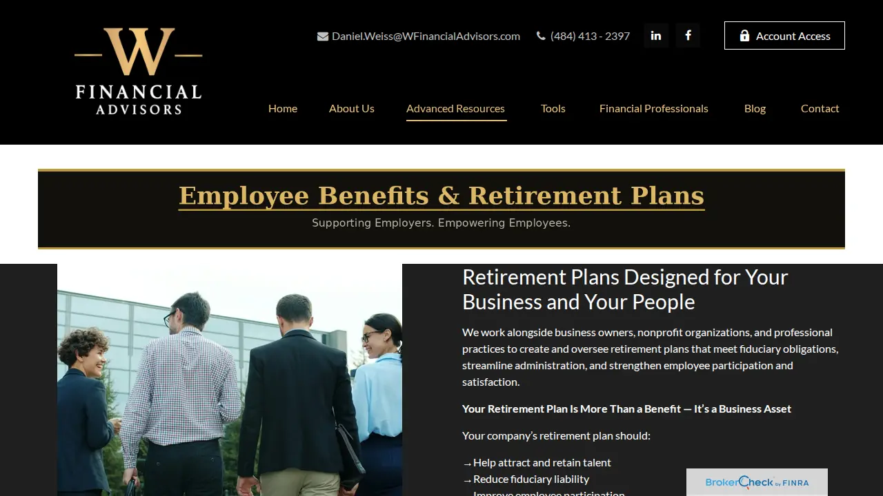 W Financial Advisors page