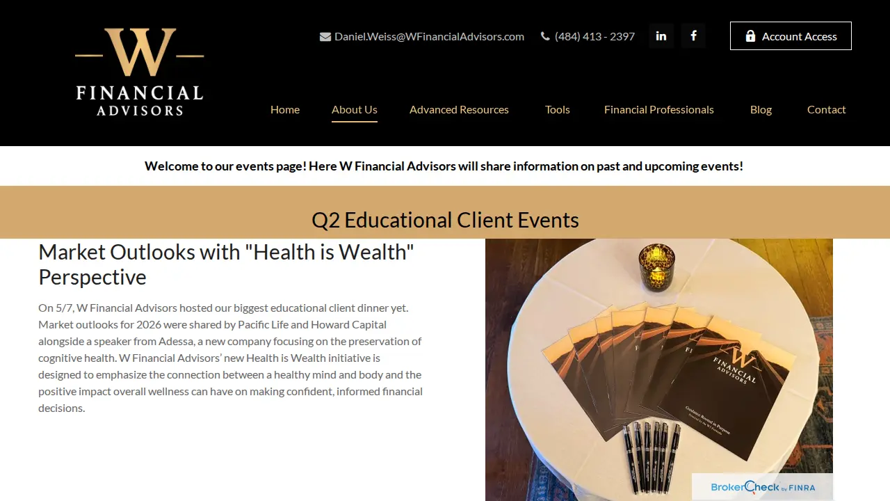 W Financial Advisors page